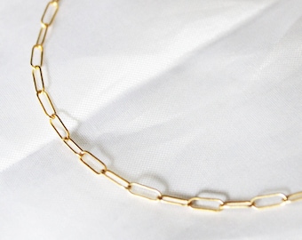 Gold Paperclip Necklace, Rectangle Chain Necklace, Clip Chain Necklace, Paper Clip Necklace, Gold Dainty Necklace, Gold Filled Necklace