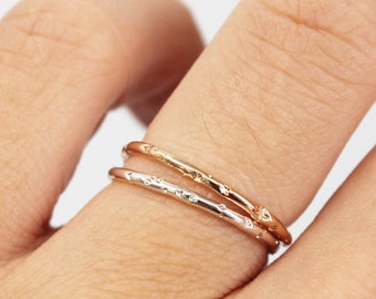 Constellation Band, Tarnish-resistant Ring, Simple Stacking Ring, Dainty Gold Ring, Gold Ring, Hammered Ring, Star Ring 14k Gold Filled Ring