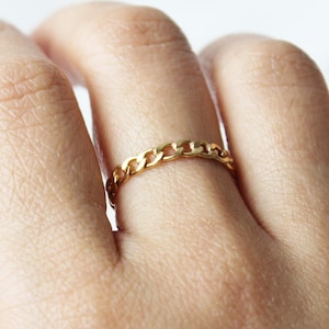 Gold Kettenring, Panzerkette Ring, Gold filled Ring, Gold Stapelring, Kubanischer Kettenring, Kettengliedring, Panzerkette Linkring, Dicke Kette