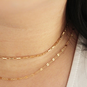Long Box Chain Necklace - Dainty Gold Necklace - Gold Filled Necklace - Simple Chain Necklace - Gift for her - Gold Layering Necklace - 14k