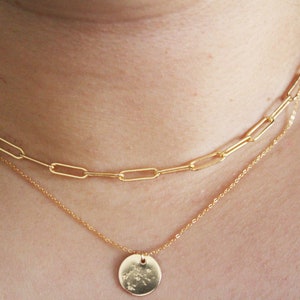 Collar de clip de oro, collar de cadena de eslabones, collar de cadena de clip, collar de clip de papel, collar delicado de oro, collar relleno de oro