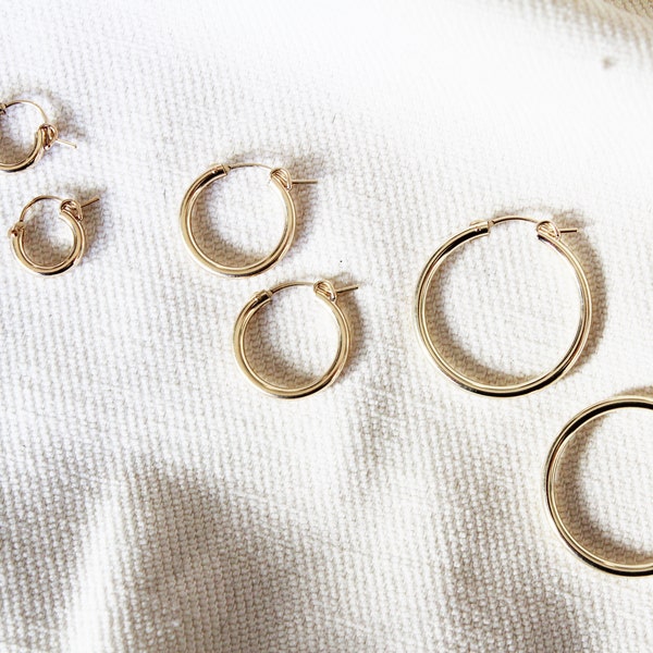 Gold Hoop Earrings, Gold Filled Earrings, Gold Hoops, Thick Hoop Earrings, Large Hoop Earrings, Small Hoop Earrings, Minimalist Earrings