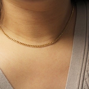 Dainty Curb Chain Necklace, Thick Chain Choker, Gold Cuban Chain Choker, Layering Necklace, Thick Curb Necklace