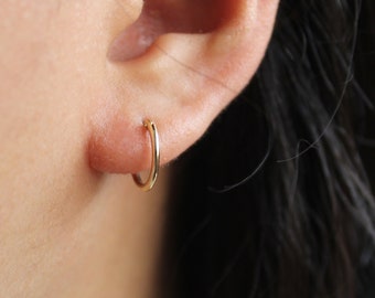 14k Solid Gold Earrings - Tiny Hoop Earrings - Yellow Hoop Earrings - Solid Gold Hoops - 14k Gold Earrings  - Gold Hoop Earrings