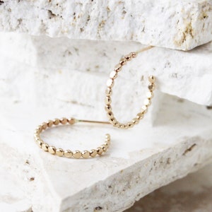 Gold Ball Hoop Earrings, 14k Gold Filled Bead Hoops, Ball Hoop Earrings, 14k Gold hoops, Gold Dainty Hoop Earrings, Dainty Beaded Hoops