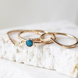 Set of 3 Dainty Birthstone Ring Set, Birthstone Ring Set, Tiny Birthstone Ring, Gold Filled Stacking Ring Set 3 Stack Thin Ring Set Ring Set