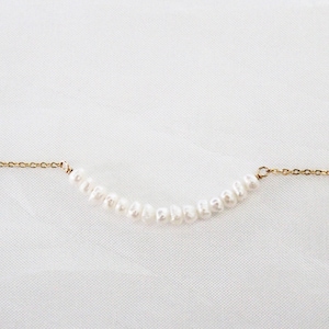 Delicate Pearl Necklace - Pearl Bar Necklace - Gold Filled Necklace - Bridal Jewelry - Bridesmaid Gift - Freshwater Pearl Necklace  - Gift