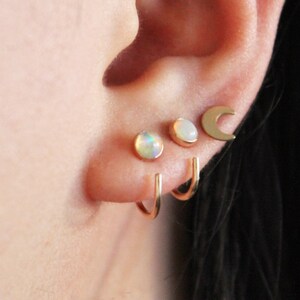 Opal Earrings, Opal Hoop Earrings, Ethiopian Opal Studs, Opal Jewelry, Ethiopian Opal Earrings, Fire Opal Huggie Earrings, Natural Opal Stud