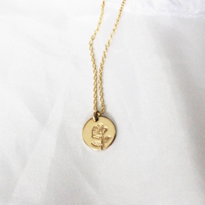 Gold Rose Necklace - Gold Filled Necklace - Gold Pendant Necklace - Wildflower Necklace - Gold Charm Necklace - Gift for Her - Gift for mom