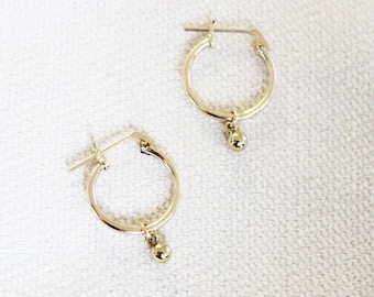 Gold Hoop Earrings - Charm Hoop Earrings - Gold Filled Hoops - Gold Hoops - Gold Filled Earrings - Thin Hoops - Tiny Gold Hoops
