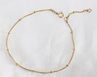 Satellite Bead Bracelet - Dainty Gold Bracelet - Beaded Bracelet - Everyday Jewelry - Layering Bracelet  - Chain Bracelet - Bridesmaids Gift