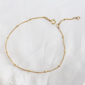 Satellite Bead Bracelet - Dainty Gold Bracelet - Beaded Bracelet - Everyday Jewelry - Layering Bracelet  - Chain Bracelet - Bridesmaids Gift