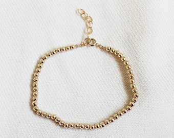 Gold Beaded Bracelet - Dainty Gold Bracelet - Gold Bead Bracelet - Gold Filled Bracelet - Gold Layering Bracelet - Everyday Bracelet