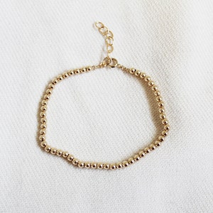 Gold Beaded Bracelet - Dainty Gold Bracelet - Gold Bead Bracelet - Gold Filled Bracelet - Gold Layering Bracelet - Everyday Bracelet