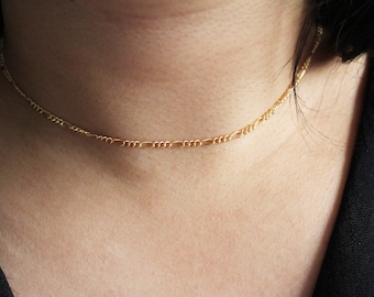 Gold Figaro Chain - Figaro Chain Necklace -  Figaro Chain Choker -  Gold Chain Choker - Gold Choker - Simple Gold Chain Necklace - Gift