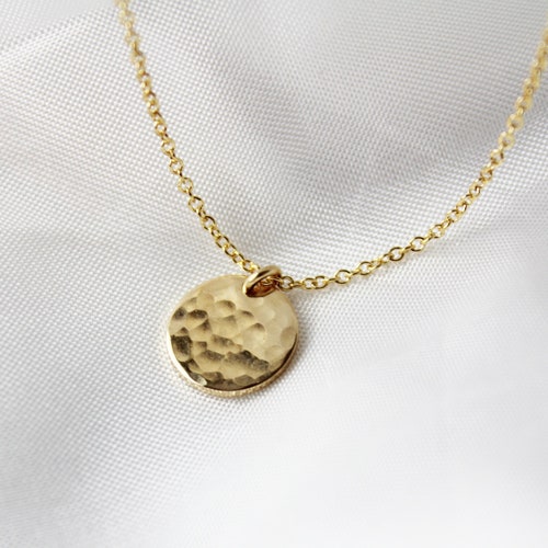 Gold Hammered Necklace 14K Gold 