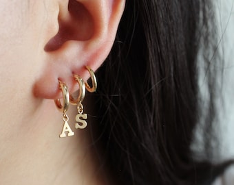 Personalized Earrings, Custom Initial Hoops, Initial Earrings, Custom Jewelry, Tiny Earrings, Custom Initial Earrings, Small Letter Earrings
