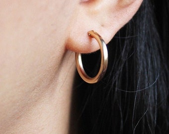 Gold Filled Hoop Earrings, Gold Hoops, Small Gold Hoop Earrings, Thick Gold Hoops, Gold Filled Hoops, Small Gold Hoops, Tiny Gold Hoops,