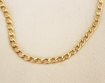 Stainless Steel Heavy Curb Chain. 14kt Gold Filled Cross Pendant with 24 Gold Plated