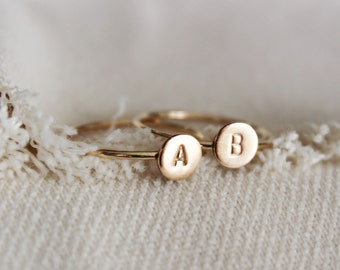 Initial Ring - Gold Fill Ring - Custom Coin Ring - Initial Disc Ring - Custom Letter Ring - Gold Personalized Ring - Friendship Ring - Gift