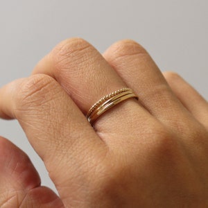 Gold Thin Ring Set, Gold Set Ring Gift, Stacking Dainty Ring, Bridal Ring Set, Gold Filled Ring Set, Tiny Stack Ring, Minimalistic Ring Set image 5