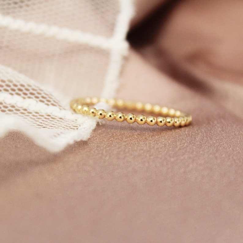 Gold Bead Ring Gold Stacking Ring Gold Filled Ring Thin Gold Ring 14k Gold Ring Simple Gold Ring Dainty Gold Ring Gold Ball Ring image 2