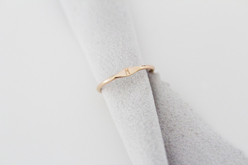Tiny Initial Ring Pinky Ring for Woman Gold Ring image 2