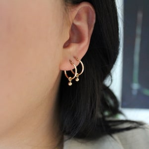 Charm Hoop Earrings - Gold Filled Hoops - Gold Hoops - Gold Hoop Earrings - Gold Filled Earrings - Thin Hoops - Tiny Gold Hoops