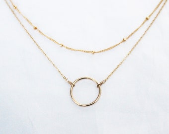 Dainty Gold Necklace Set - Gold Pendant NecklaceGold Layered Necklace - Gold Necklace Set - Satellite Chain Necklace - 14k Gold Necklace