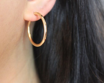 Large Gold Hoops - Thick Gold Hoops - Gold Hoop Earrings - 14K Gold Filled Hoops - Classic Gold Hoops - Gold Hoops - Gold Fill Hoops