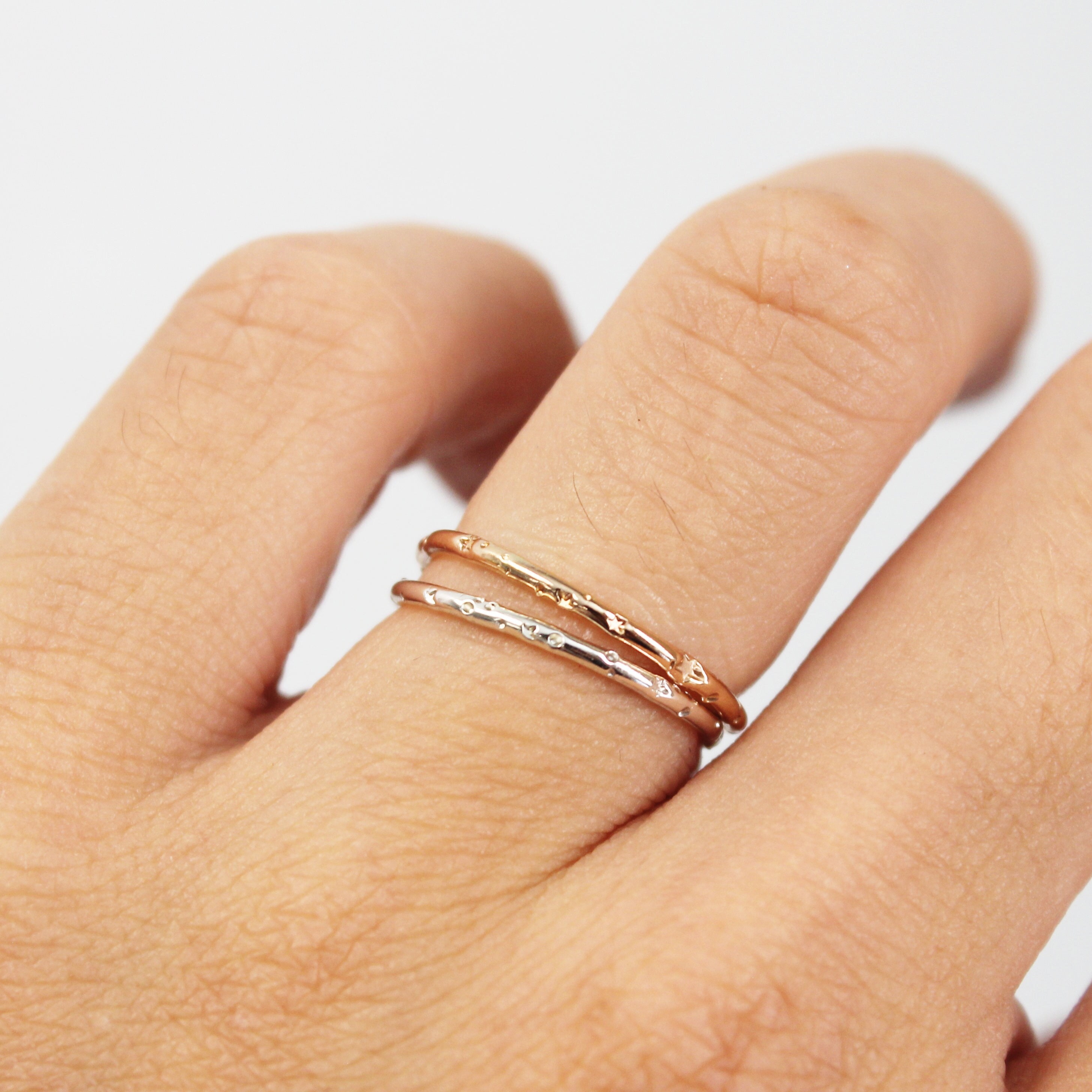 Constellation Band, Tarnish-resistant Ring, Simple Stacking Ring, Dainty Gold Ring, Gold Ring, Hammered Ring, Star Ring 14k Gold Filled Ring