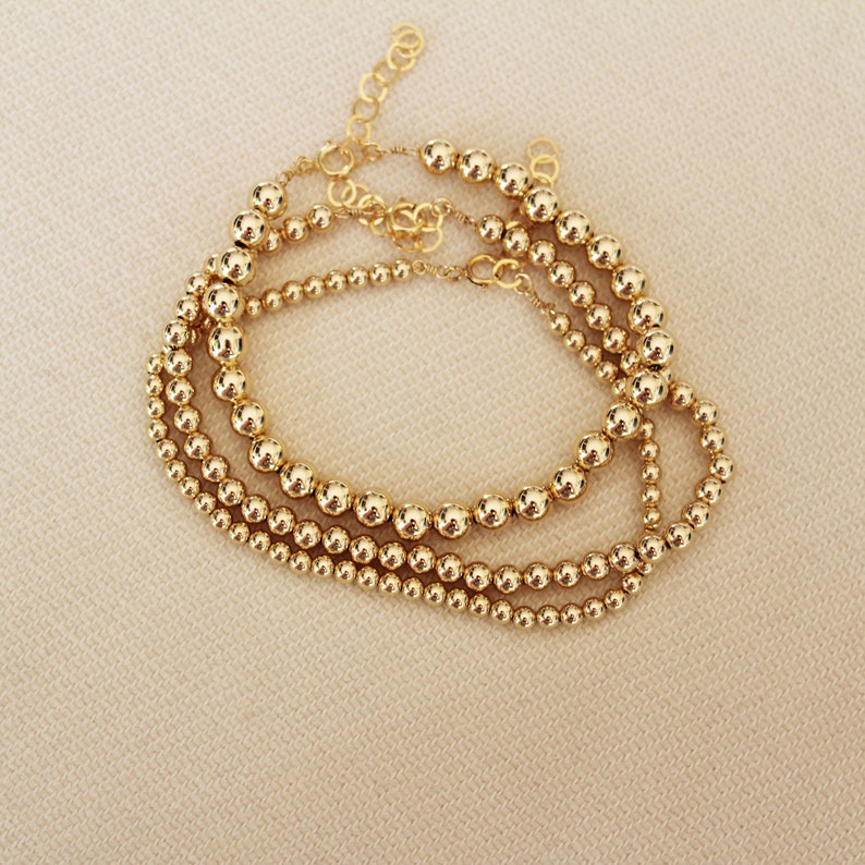 Gold Beaded Bracelet Dainty Gold Bracelet Gold Bead Etsy