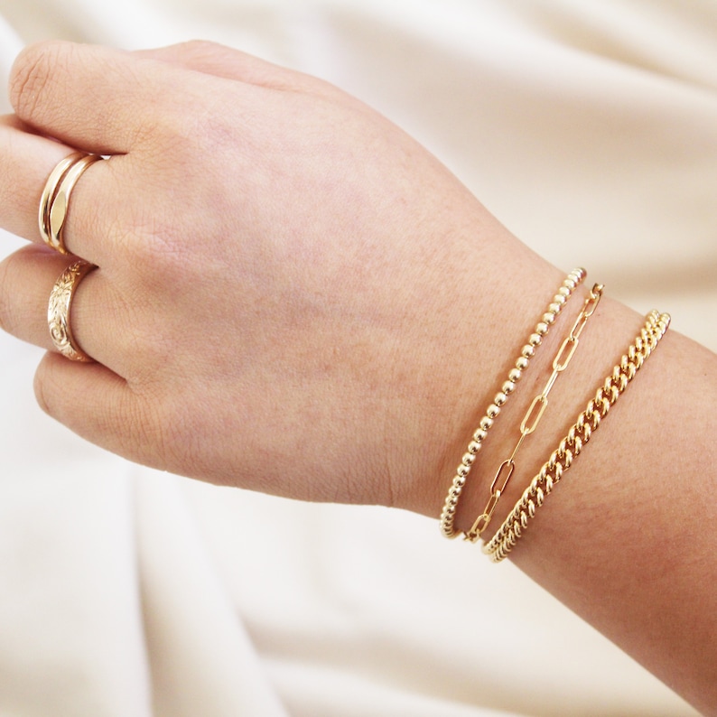 Gold Rectangle Bracelet Dainty Gold Bracelet Thick Etsy