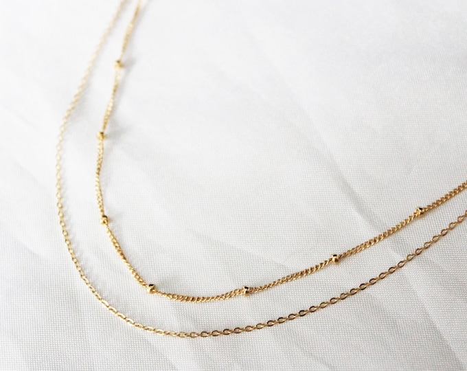 Collier Satellite, Dainty Necklace Set - Collier Rempli d’Or 14K, Collier En Or Set Collier Couche d’Or Collier Collier Demoiselle d’Honneur Cadeau pour elle