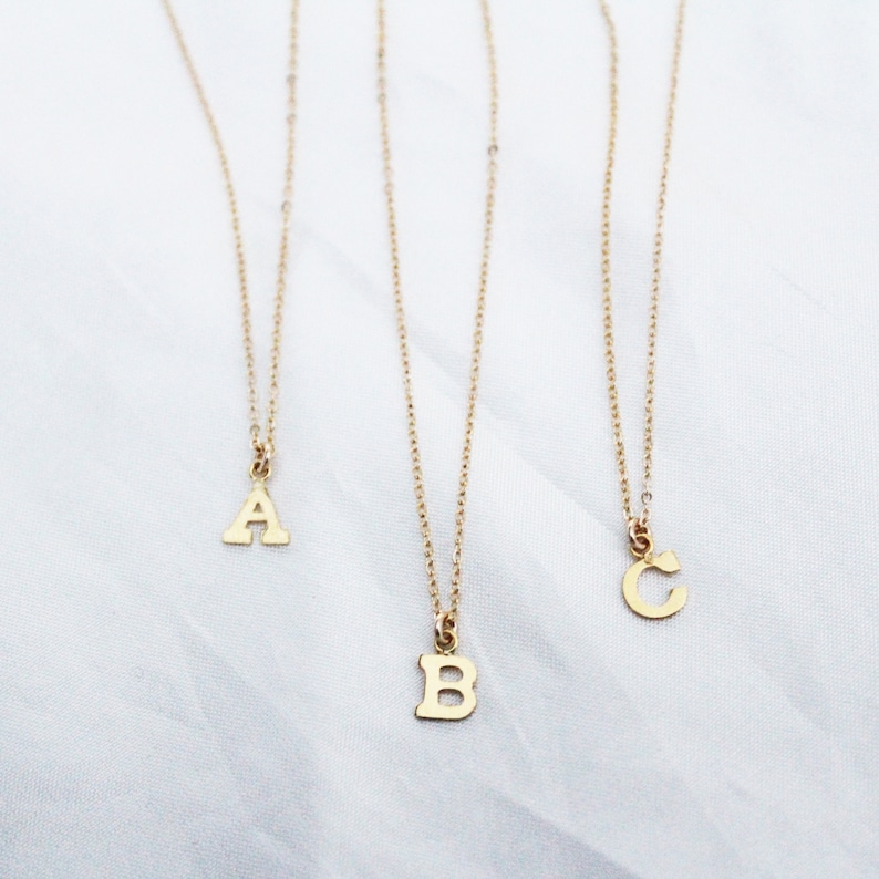 Gold Letter Necklace Dainty Initial Necklace Dainty Charm Etsy