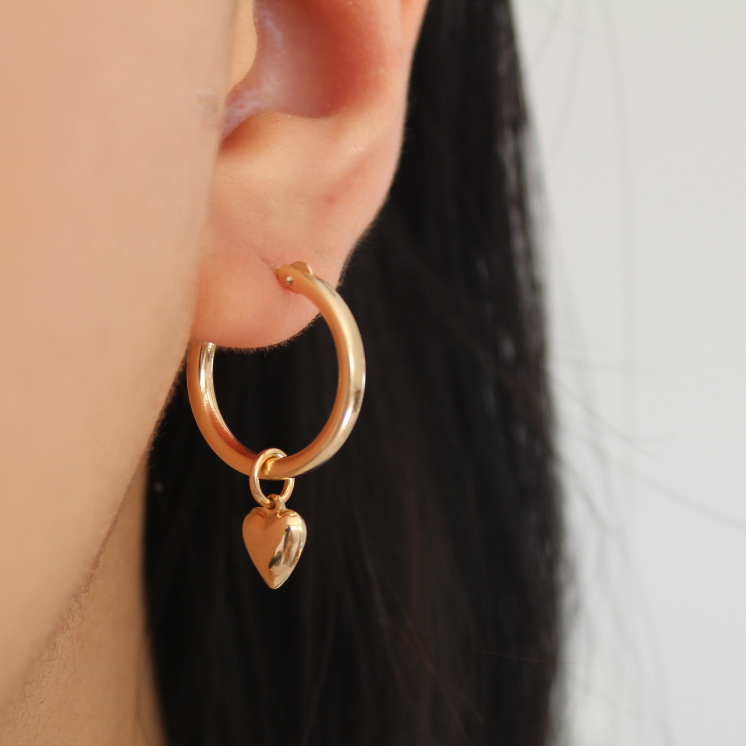 AONED Cutout Heart Huggie Hoop Earrings for Women,Chirstmas Gifts 