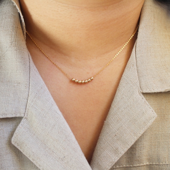 Ivory/Bone Dainty Beaded Necklace with Drop Pearl - Evelie Blu Boutique