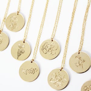 Geburts-Blumen-Halskette, kundenspezifischer Geburts-Monat-hängende Gold gefüllte Halskette, Goldblumen-Geburtstags-Geschenk-Schmucksachen, kundenspezifische Halsketten-Geschenk