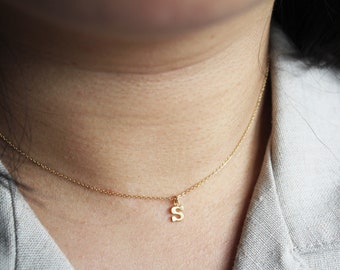 Gold Letter Necklace - Dainty Initial Necklace - Dainty Charm Necklace - Name Necklace - Custom Initial Necklace - Gift for her