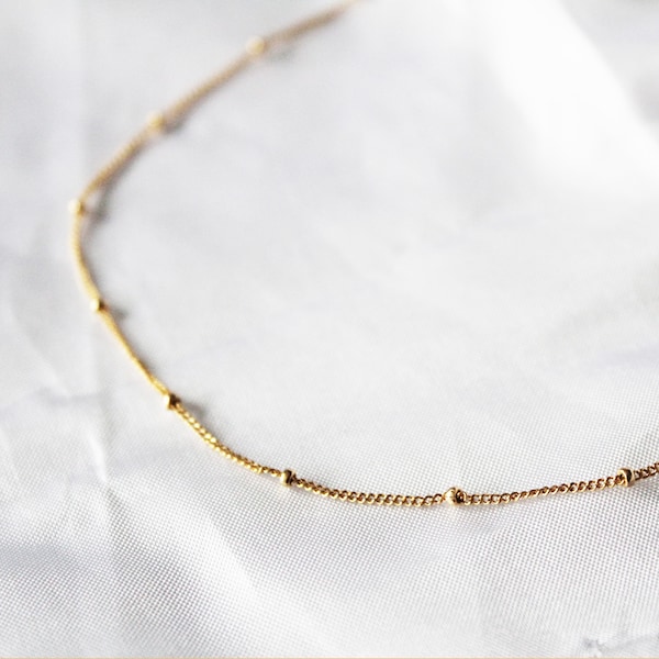 Satelliten Kette Halskette - Perlen Halskette - Gold Filled Halskette - Zierliche Gold Halskette - Zierliche Perlen Halskette - Schichtung Perlen Kette