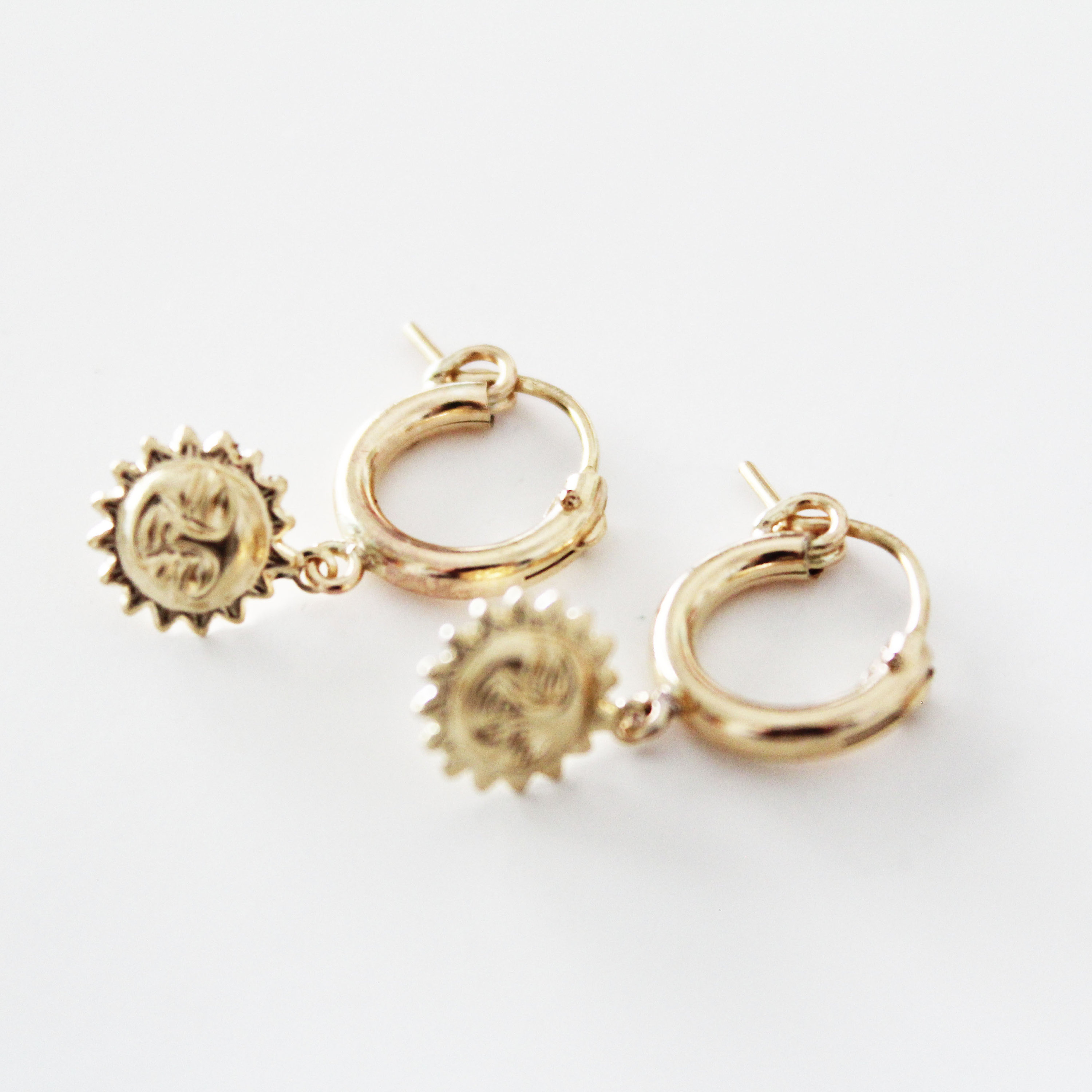 Gold Sun Earrings, Sun Hoop Earrings, Celestial Earrings  display picture 1