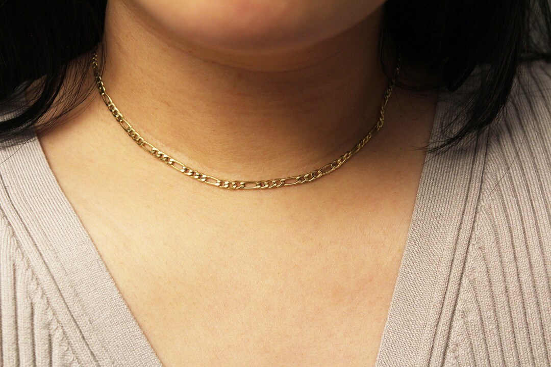 Gold Figaro Chain Thick Figaro Chain Necklace Figaro Chain Etsy