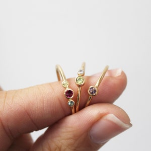 Multi-stone Ring, 1-6 Birthstone Ring, Gemstone Ring, Tiny Gold Custom Ring, Family Birthstone Ring Custom Mothers' Day Gift, Personalized