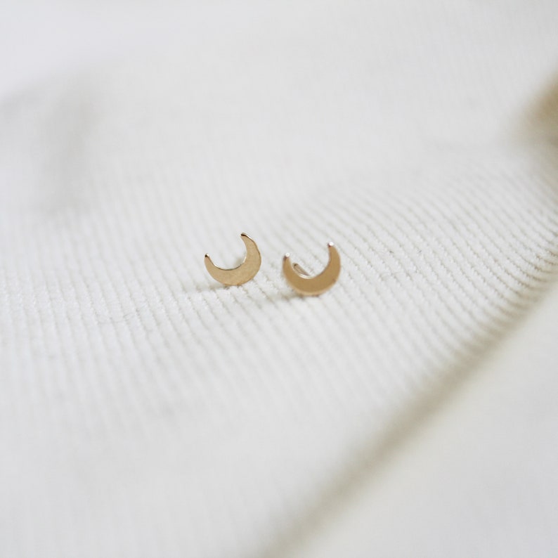 Half Moon Earrings Moon Stud Earrings Moon Studs Crescent Etsy Canada