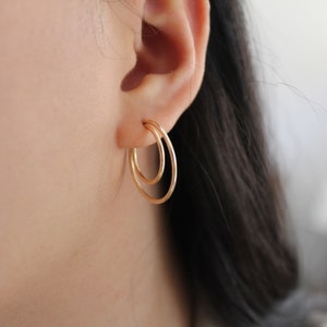 Double Hoop Earrings - Gold Filled Hoops - Gold Hoops - Gold Earrings - Gold Filled Earrings - Gold Hoop Earrings - 14k Gold Earrings