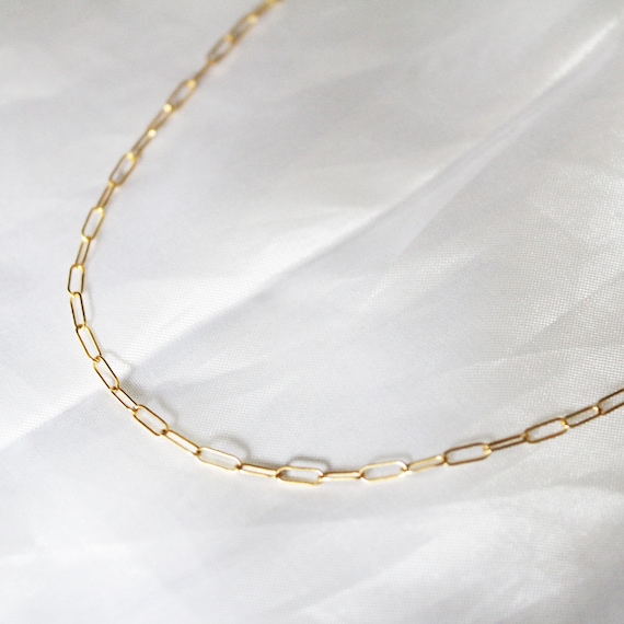 Gold Paperclip Necklace Rectangle Chain Necklace Clip Chain