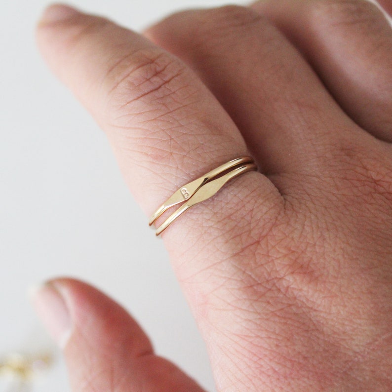 Tiny Initial Ring Pinky Ring for Woman Gold Ring image 7