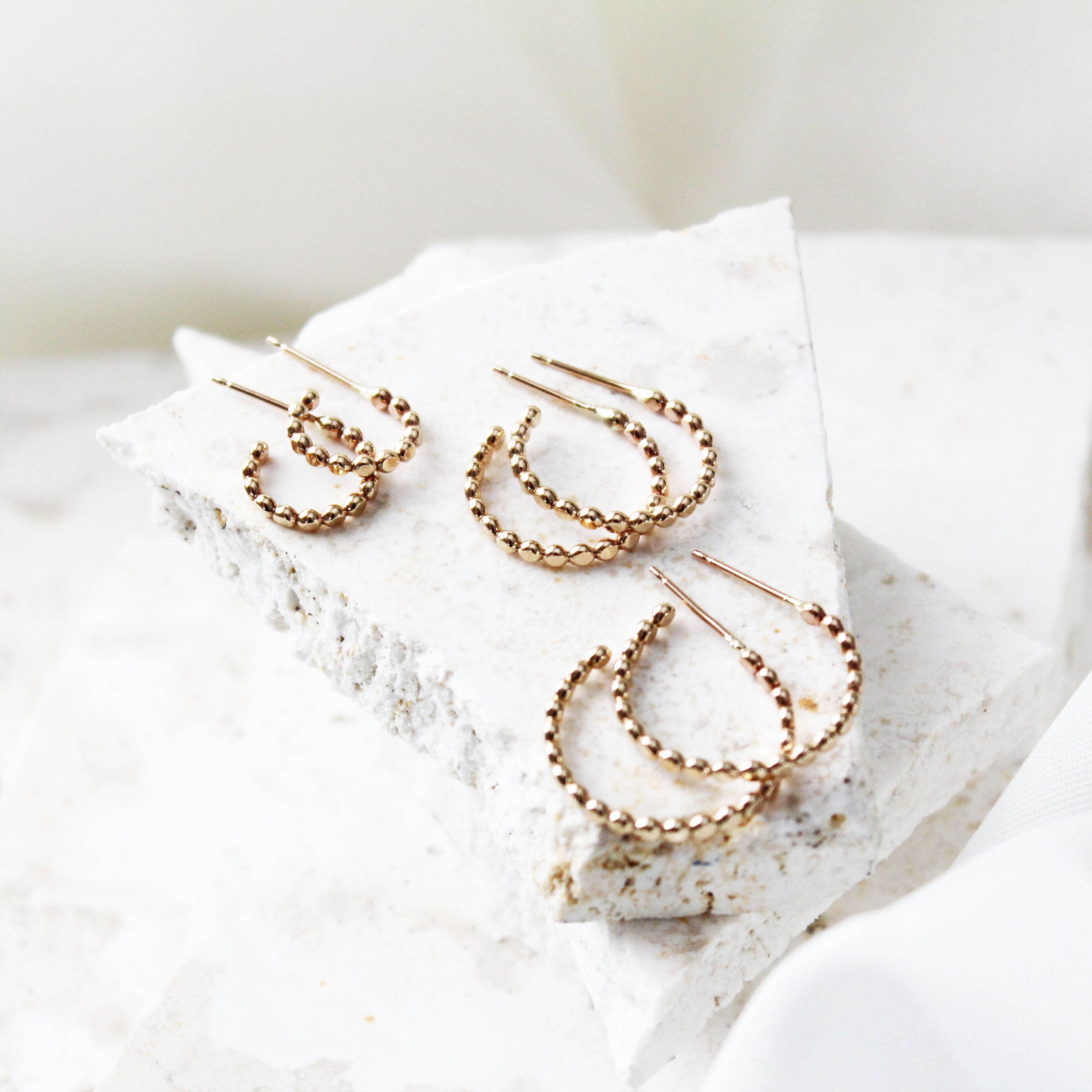 Cecelia Designs Jewelry Sunlit Glow Gold Ball Hoop Earrins