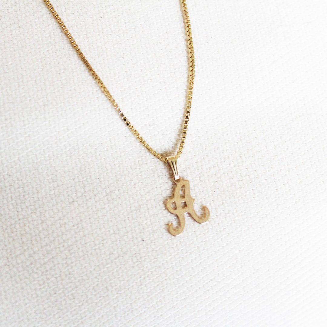 Cursive Letter Necklace - Gothic Font Necklace - Initial Necklace ...