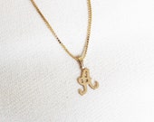 Cursive Letter Necklace - Gothic Font Necklace - Initial Necklace - Gold English Necklace - Gold Filled Necklace - Gift for her